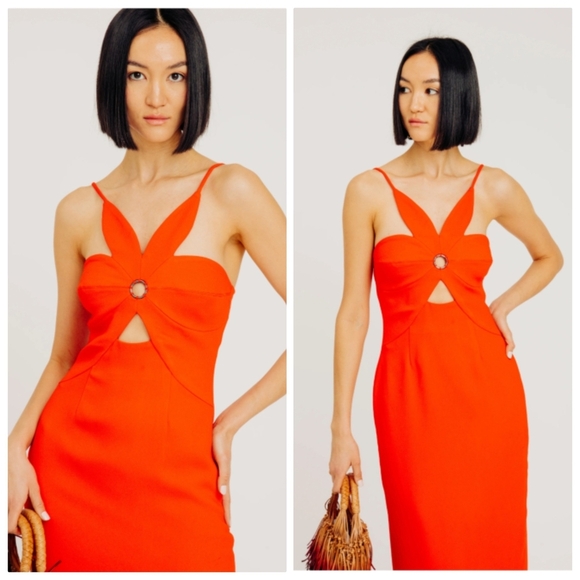 New Torn By Ronny Kobo Anna Crepe Crimson Dress Spring 2025 Size Medium NWT - Picture 3 of 15